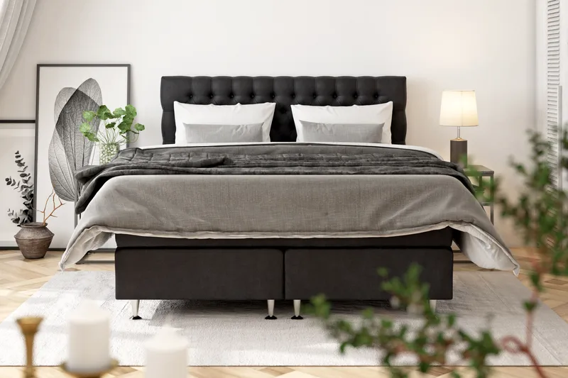 Celine  Sängpaket 180x200 cm Svart Sammet - Möbler - Sovrum - Sängar - Kontinentalsängar