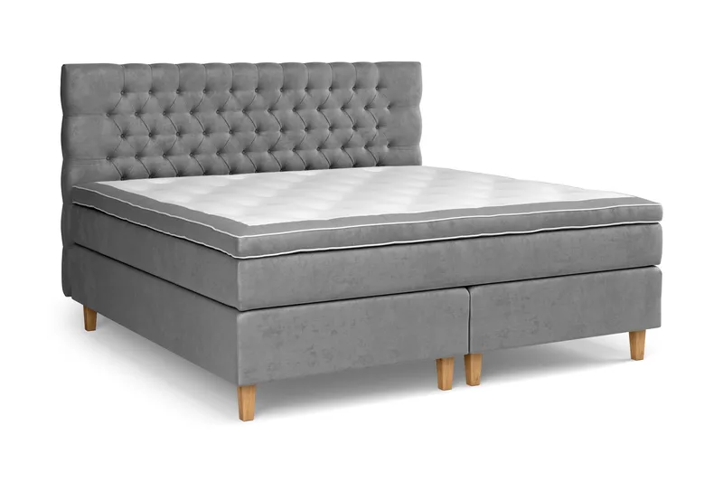 Celine Sängpaket 210x210cm - Grå/Sammet - Möbler - Sovrum - Sängar - Kontinentalsängar