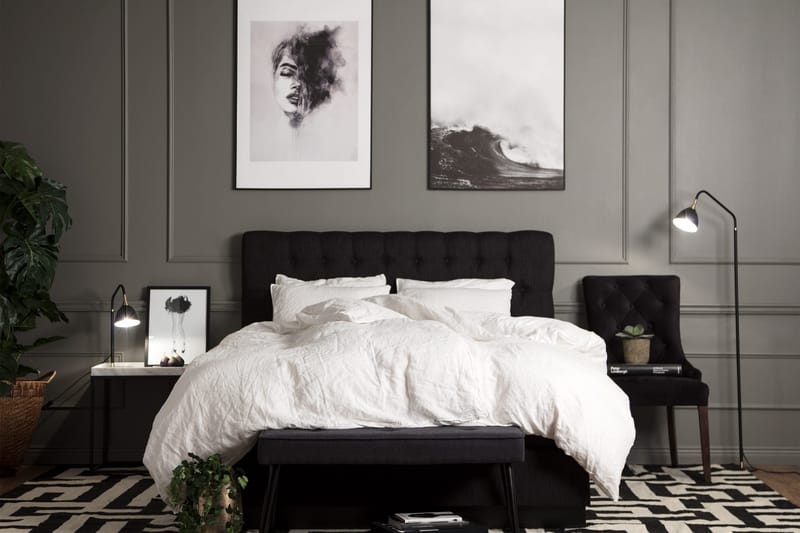 Charleston Kontinentalsäng 120x200 Fast Polyeterskum - Svart - Möbler - Sovrum - Sängar - Kontinentalsängar