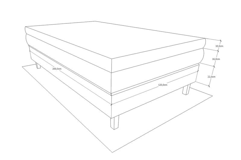 Charleston Kontinentalsäng 120x200 Fast Polyeterskum - Svart - Möbler - Sovrum - Sängar - Kontinentalsängar