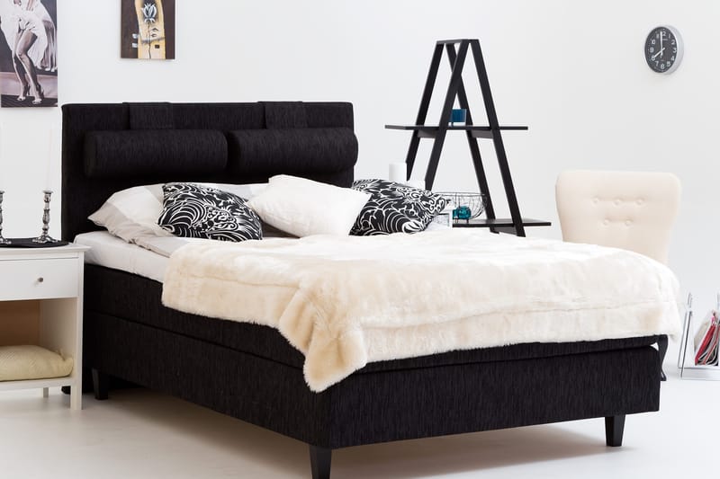 Charleston Kontinentalsäng 140x200 Fast Polyeterskum - Svart - Möbler - Sovrum - Sängar - Kontinentalsängar