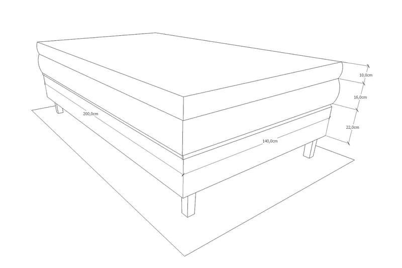 Charleston Kontinentalsäng 140x200 Fast Polyeterskum - Svart - Möbler - Sovrum - Sängar - Kontinentalsängar