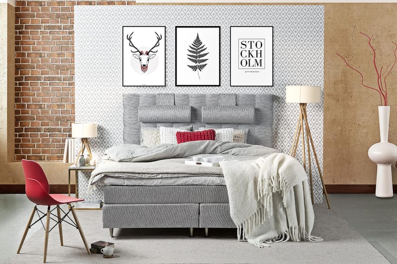 Charleston Kontinentalsäng 140x200 Fast Polyeterskum - Svart - Möbler - Sovrum - Sängar - Kontinentalsängar