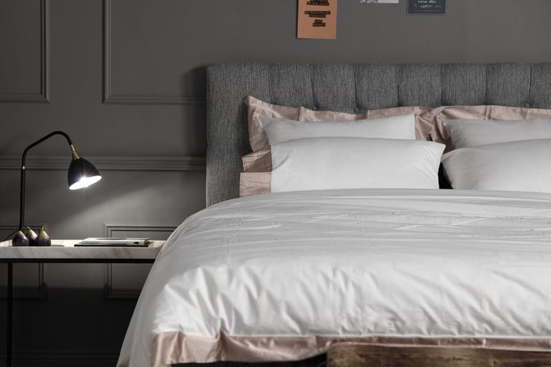 Charleston Kontinentalsäng 160x200 Fast Polyeterskum - Ljusgrå - Möbler - Sovrum - Sängar - Kontinentalsängar