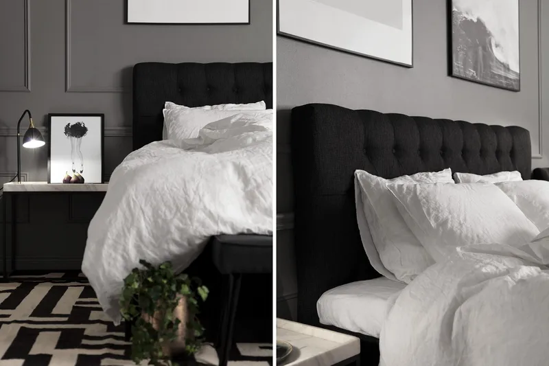 Charleston Kontinentalsäng 160x200 Fast Polyeterskum - Svart - Möbler - Sovrum - Sängar - Kontinentalsängar