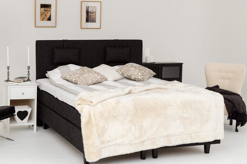 Charleston Kontinentalsäng 160x200 Fast Polyeterskum - Svart - Möbler - Sovrum - Sängar - Kontinentalsängar