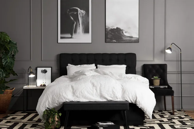 Charleston Kontinentalsäng 160x200 Fast Polyeterskum - Svart - Möbler - Sovrum - Sängar - Kontinentalsängar