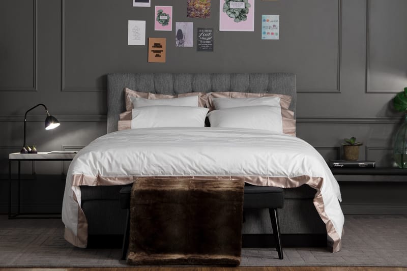 Charleston Kontinentalsäng 160x200 Fast Polyeterskum - Ljusgrå - Möbler - Sovrum - Sängar - Kontinentalsängar