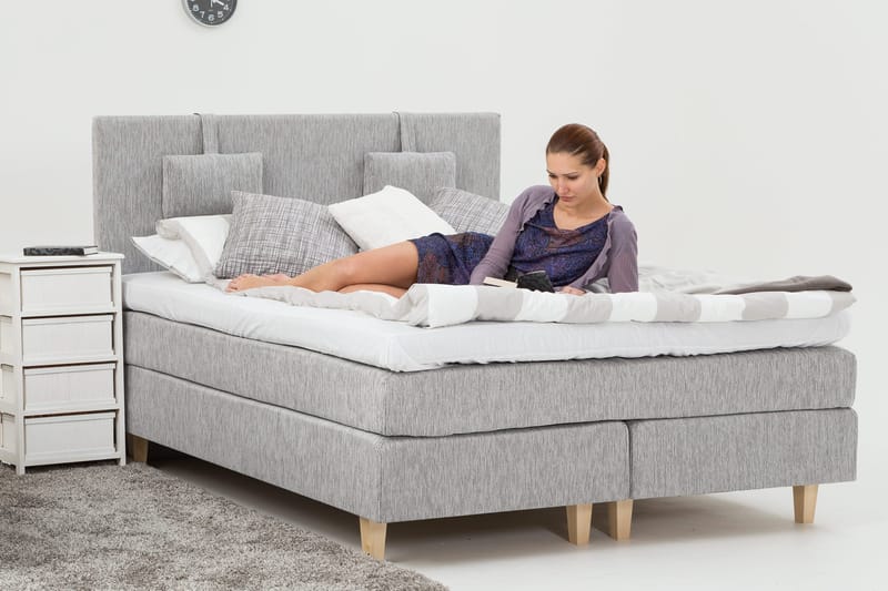 Charleston Kontinentalsäng 160x200 Fast Polyeterskum - Ljusgrå - Möbler - Sovrum - Sängar - Kontinentalsängar