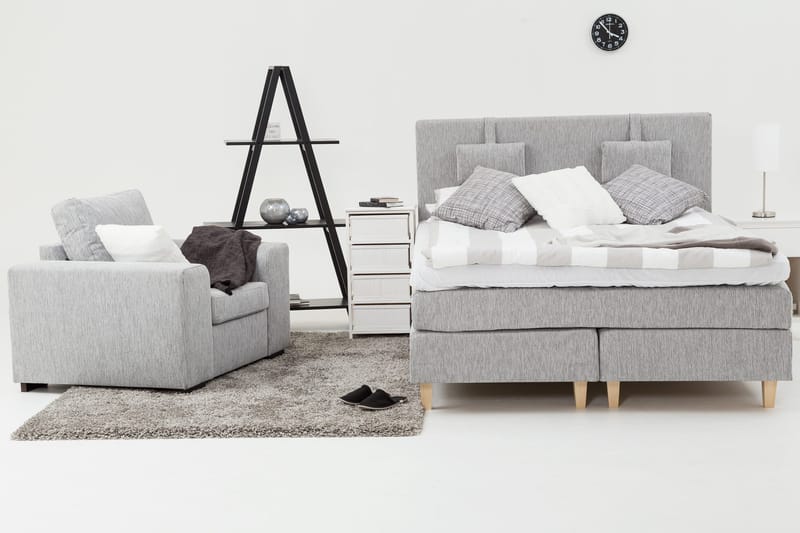 Charleston Kontinentalsäng 160x200 Fast Polyeterskum - Ljusgrå - Möbler - Sovrum - Sängar - Kontinentalsängar