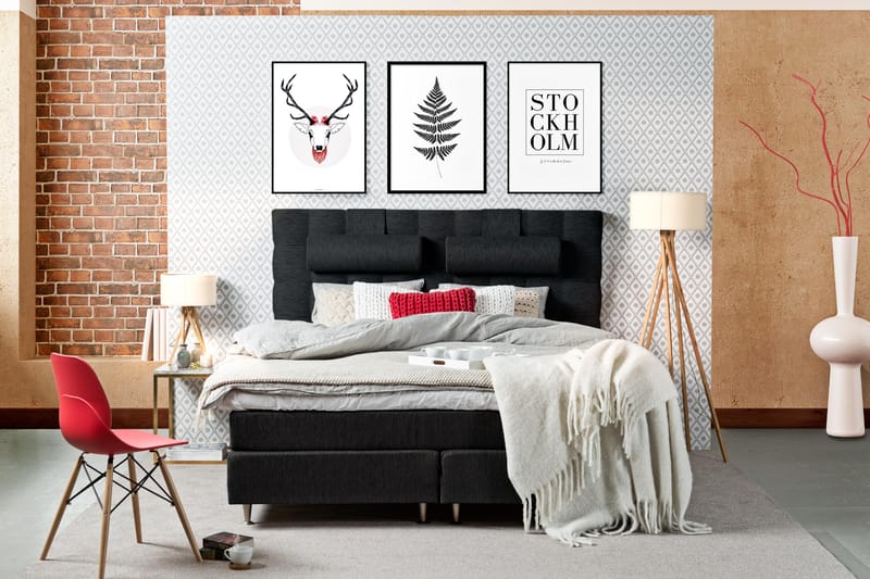 Charleston Kontinentalsäng 180x200 Fast Polyeterskum - Svart - Möbler - Sovrum - Sängar - Kontinentalsängar