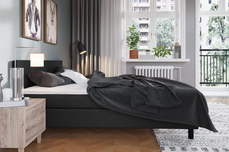 Charm Komplett Sängpaket 120x200 cm med sänggavel medelfast - Svart - Möbler - Sovrum - Sängar - Kontinentalsängar
