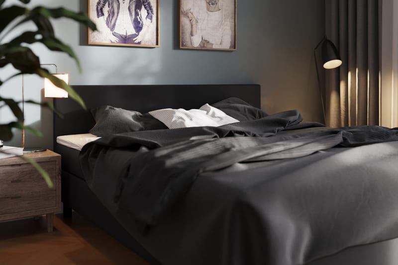 Charm Komplett Sängpaket 140x200 cm Kontinentalsäng med gavel - Svart - Möbler - Sovrum - Sängar - Kontinentalsängar