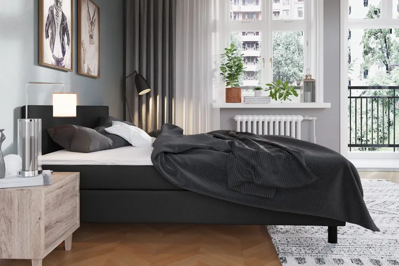Charm Komplett Sängpaket 180x200 cm med sänggavel - Svart - Möbler - Sovrum - Sängar - Kontinentalsängar