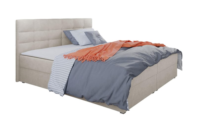 CORVAL Kontinentalsäng 160x200 cm med Sänggavel Beige - Möbler - Sovrum - Sängar - Kontinentalsängar