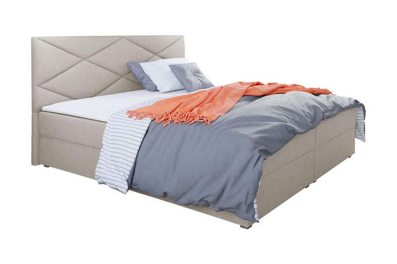 CORVAL Kontinentalsäng 160x200 cm med Sänggavel Beige - Möbler - Sovrum - Sängar - Kontinentalsängar