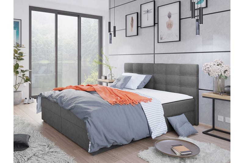 CORVAL Kontinentalsäng 180x200 cm med Sänggavel Rosa - Möbler - Sovrum - S�ängar - Kontinentalsängar