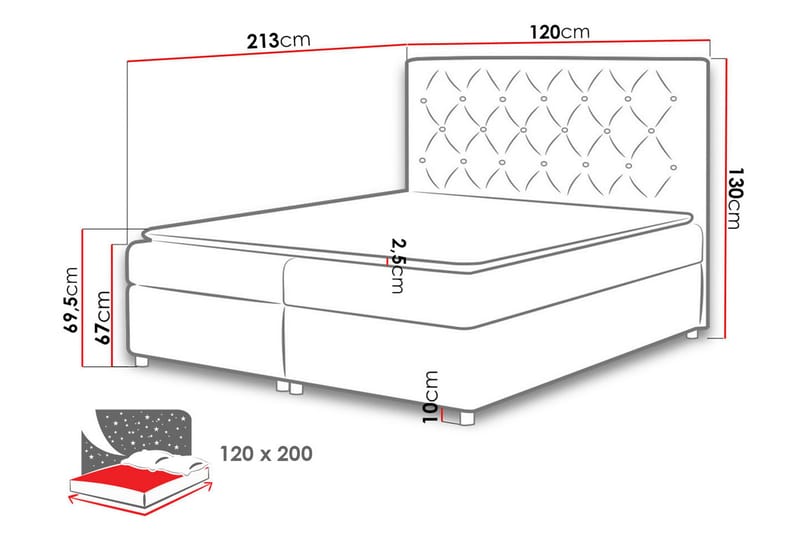 DANNI Sängpaket 120x200 cm Grå - Grå - Möbler - Sovrum - Sängar - Kontinentalsängar