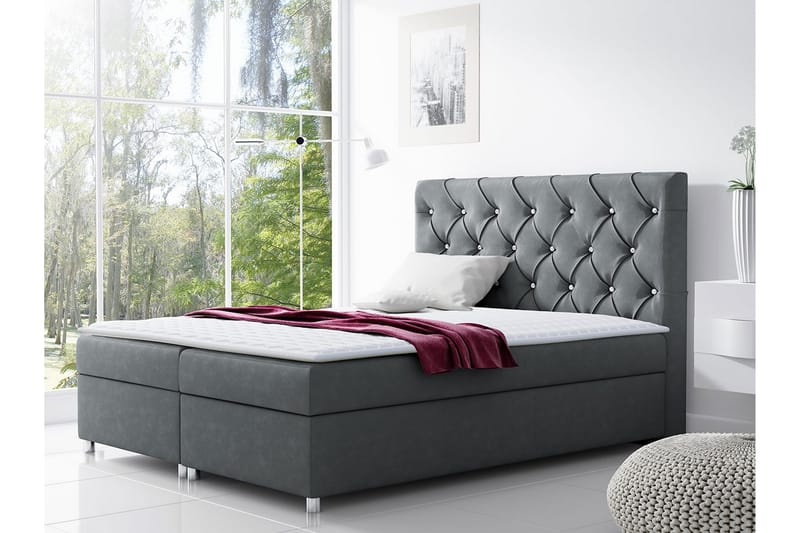 DANNI Sängpaket 200x200 cm Grå - Grå - Möbler - Sovrum - Sängar - Kontinentalsängar