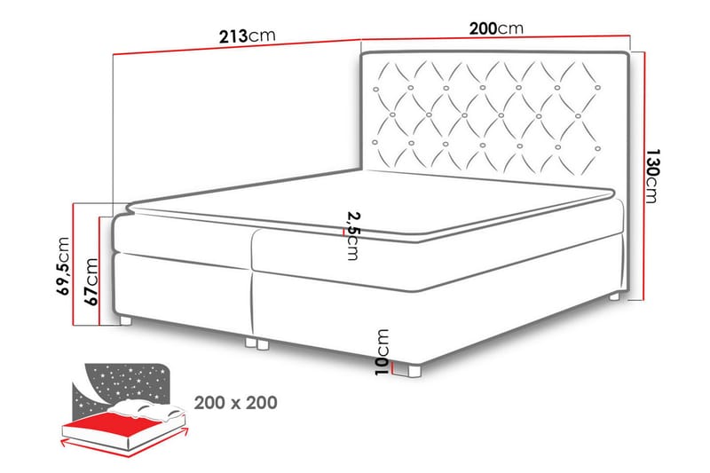 DANNI Sängpaket 200x200 cm Grå - Grå - Möbler - Sovrum - Sängar - Kontinentalsängar