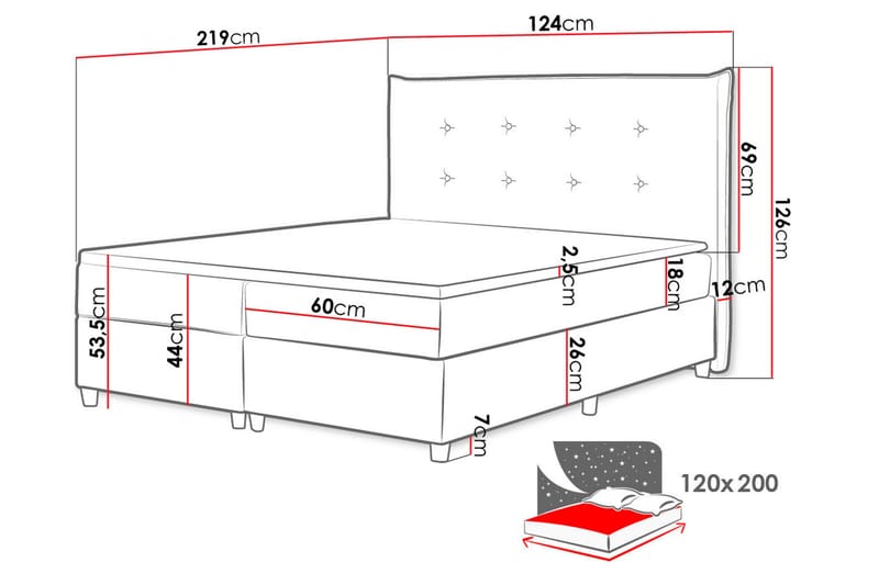 DEVERS Kontinentalsäng 120x200 cm - Möbler - Sovrum - Sängar - Kontinentalsängar