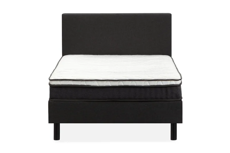 Divine Komplett Sängpaket 120x200 cm Kontinentalsäng med sänggavel, Svart / Mörkgrå