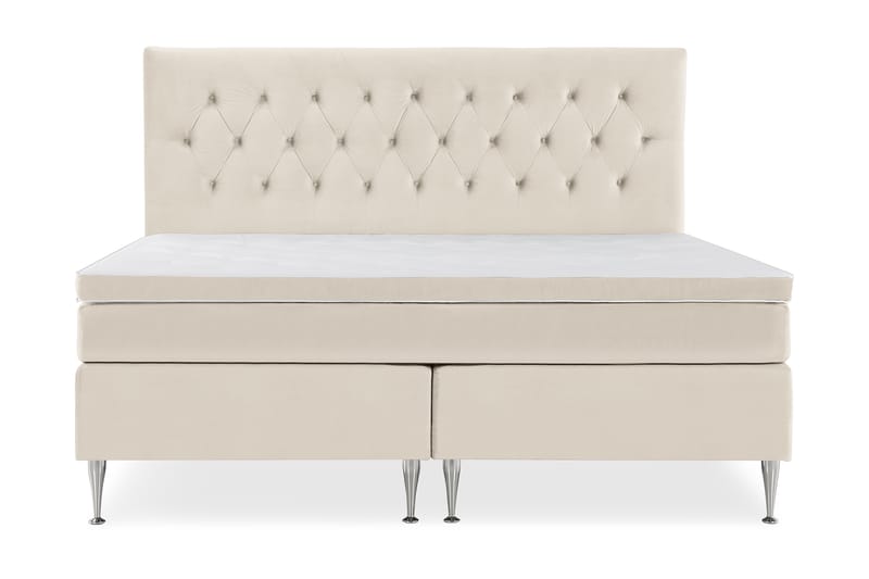 DJURSHOLM Komplett Sängpaket 210x210 Beige Sammet - Kontinentalsängar