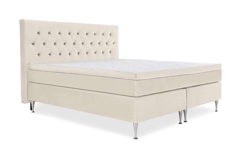 DJURSHOLM Komplett Sängpaket 210x210 Beige Sammet - Kontinentalsängar