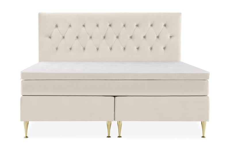 DJURSHOLM Komplett Sängpaket 210x210 Beige Sammet - Kontinentalsängar