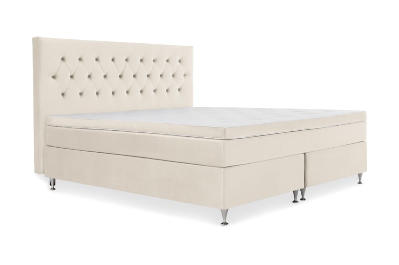DJURSHOLM Komplett Sängpaket 210x210 Beige Sammet - Möbler - Sovrum - Sängar - Kontinentalsängar