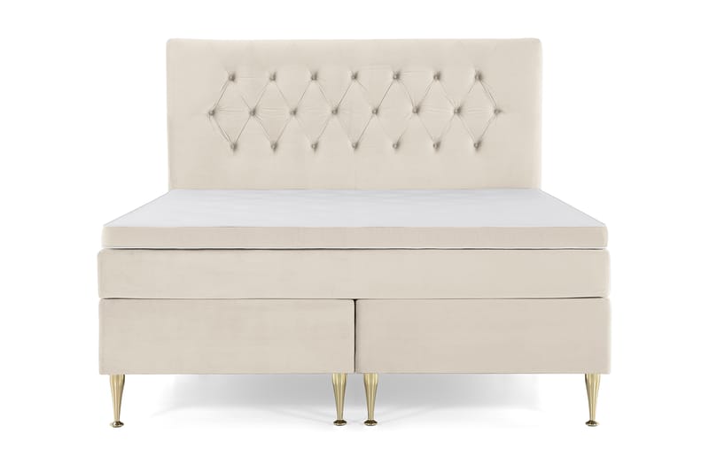 DJURSHOLM Kontinentalsäng 160x200 Beige Sammet - Komplett Sängpaket - Kontinentalsängar