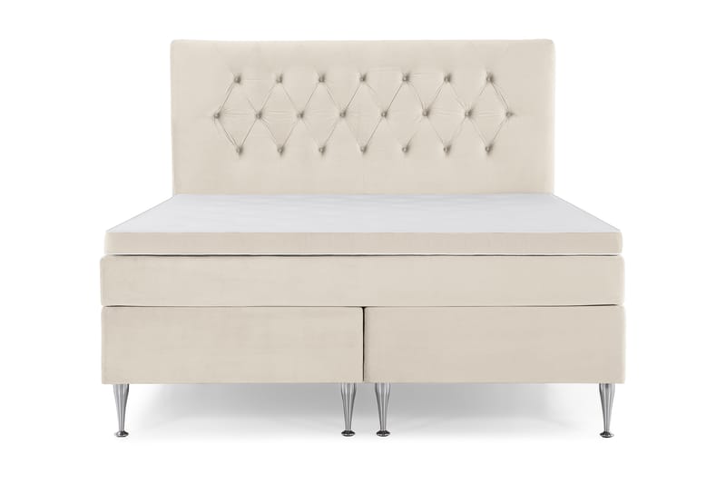 DJURSHOLM Kontinentalsäng 160x200 Beige Sammet - Komplett Sängpaket - Kontinentalsängar