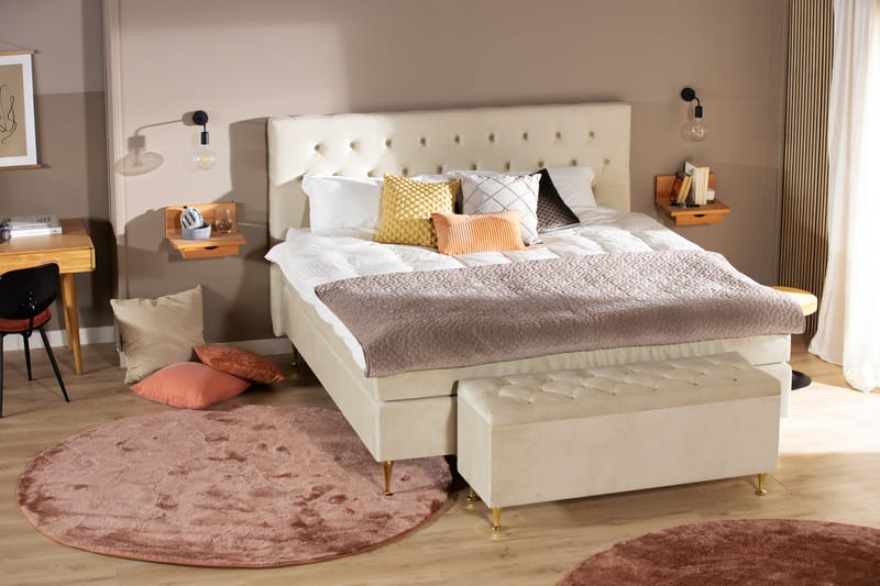 DJURSHOLM Sängpaket 160 Beige Sammet/Höga Guldben - Möbler - Sovrum - Sängar - Komplett Sängpaket