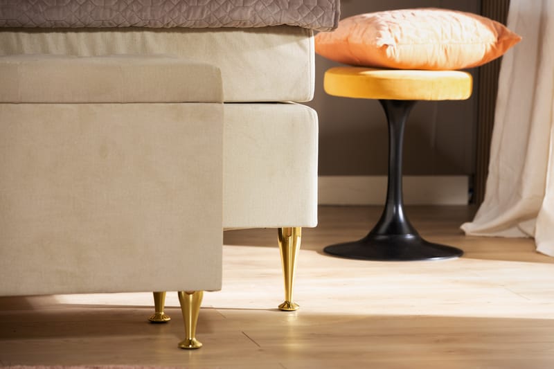 DJURSHOLM Sängpaket 160 Beige Sammet/Höga Guldben - Möbler - Sovrum - Sängar - Komplett Sängpaket