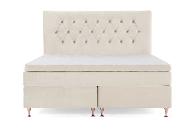DJURSHOLM Sängpaket 160 Beige Sammet/Låga Rosében - Möbler - Sovrum - Sängar - Komplett Sängpaket