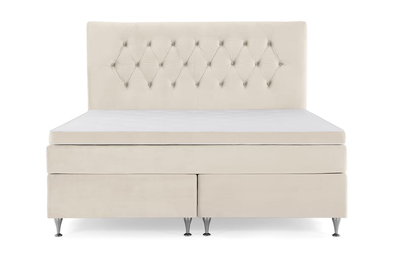 DJURSHOLM Sängpaket 160 Beige Sammet/Låga silverben - Möbler - Sovrum - Sängar - Kontinentalsängar