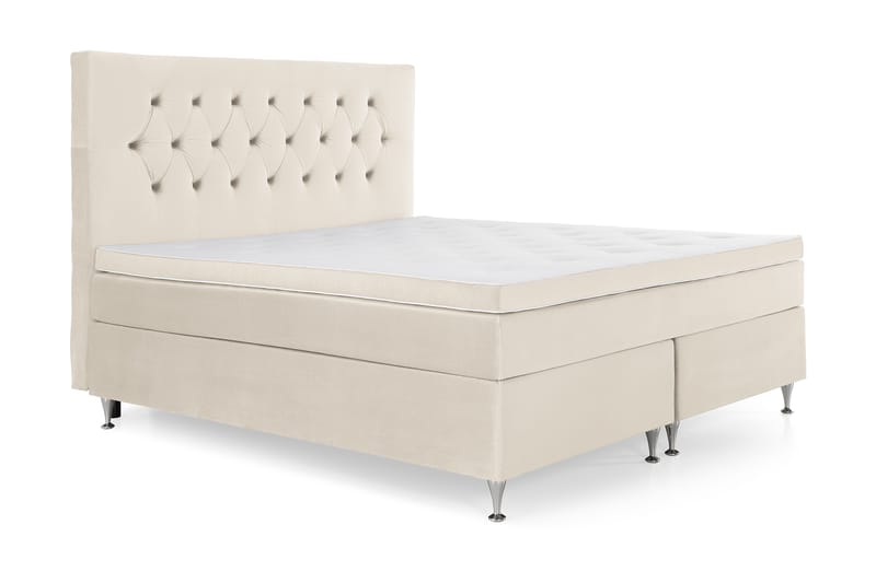 DJURSHOLM Sängpaket 160 Beige Sammet/Låga silverben - Möbler - Sovrum - Sängar - Kontinentalsängar