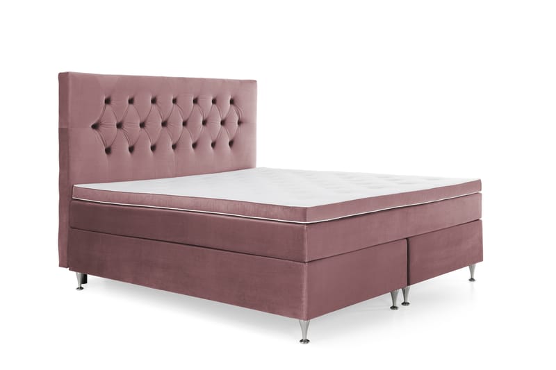DJURSHOLM Sängpaket 160 Rosa Sammet/Låga Silverben - Möbler - Sovrum - Sängar - Komplett Sängpaket