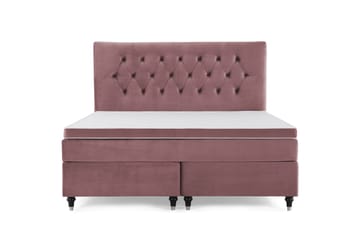 DJURSHOLM Sängpaket 160 Rosa Sammet/Svarvade ben