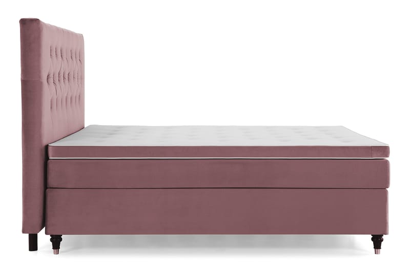 DJURSHOLM Sängpaket 180 Rosa Sammet/Svarta Svarvade Ben - Möbler - Sovrum - Sängar - Kontinentalsängar
