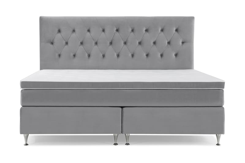 DJURSHOLM Sängpaket 210 Ljusgrå Sammet/Låga Silverben - Möbler - Sovrum - Sängar - Kontinentalsängar