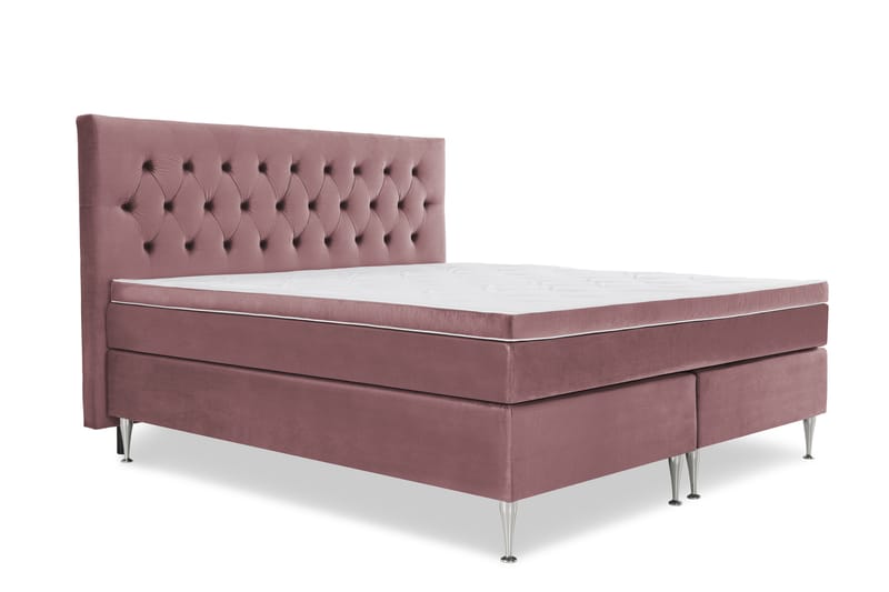 DJURSHOLM Sängpaket 210 Rosa Sammet/Höga Silverben - Möbler - Sovrum - Sängar - Kontinentalsängar