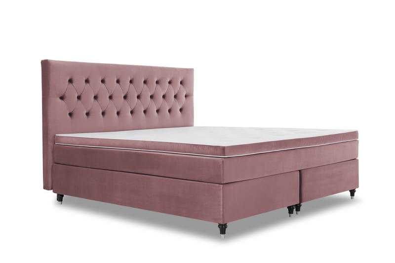 DJURSHOLM Sängpaket 210 Rosa Sammet/Svarta Svarvade ben - Möbler - Sovrum - Sängar - Komplett Sängpaket