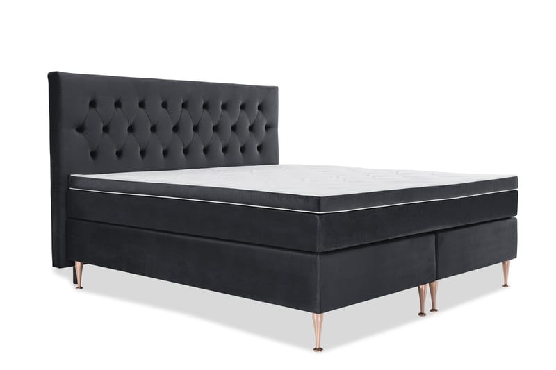 DJURSHOLM Sängpaket 210 Svart Sammet/Höga Rosében - Möbler - Sovrum - Sängar - Kontinentalsängar