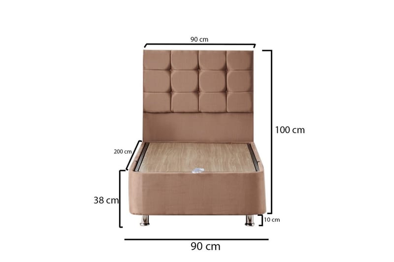 EATHELIN Kontinentalsäng 90x200 cm Ljusbrun - Möbler - Sovrum - Sängar - Kontinentalsängar
