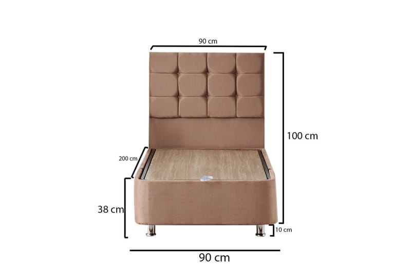 EATHELIN Kontinentalsäng 90x200 cm Ljusbrun - Komplett Sängpaket - Kontinentalsängar