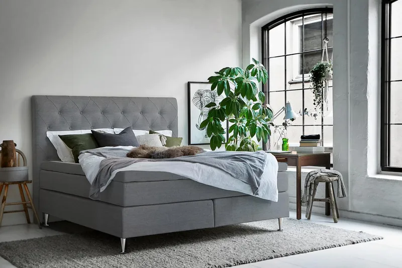 EKEBERGA Kontinentalsäng 150x200 cm Ljusgrå - Möbler - Sovrum - Sängar - Kontinentalsängar