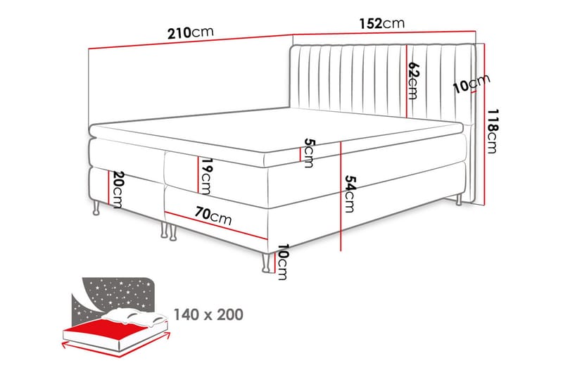 Elegantina Kontinentalsäng 140x200 cm - Möbler - Sovrum - Sängar - Kontinentalsängar
