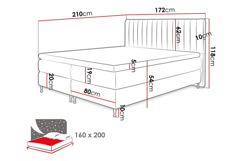 Elegantina Kontinentalsäng 160x200 cm - Möbler - Sovrum - Sängar - Kontinentalsängar