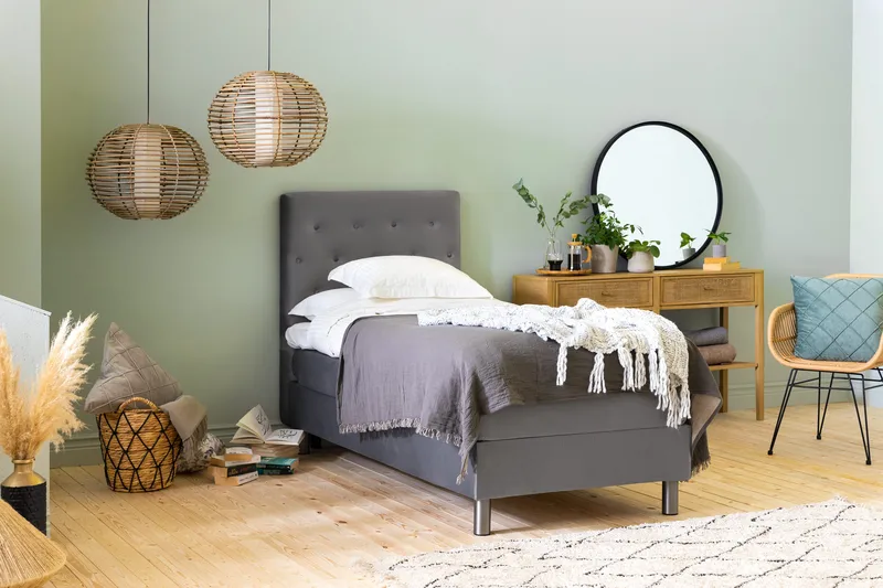 Ella Kontinentalsäng 90x200cm - Grå/Sammet - Möbler - Sovrum - Sängar - Kontinentalsängar